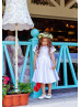 Short Sleeve White Satin Classic Flower Girl Dress